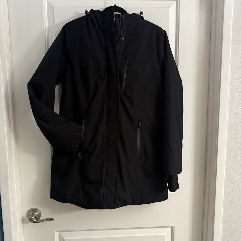 Sebby Collection Men's Black Hooded Work Wear Jacket Medium